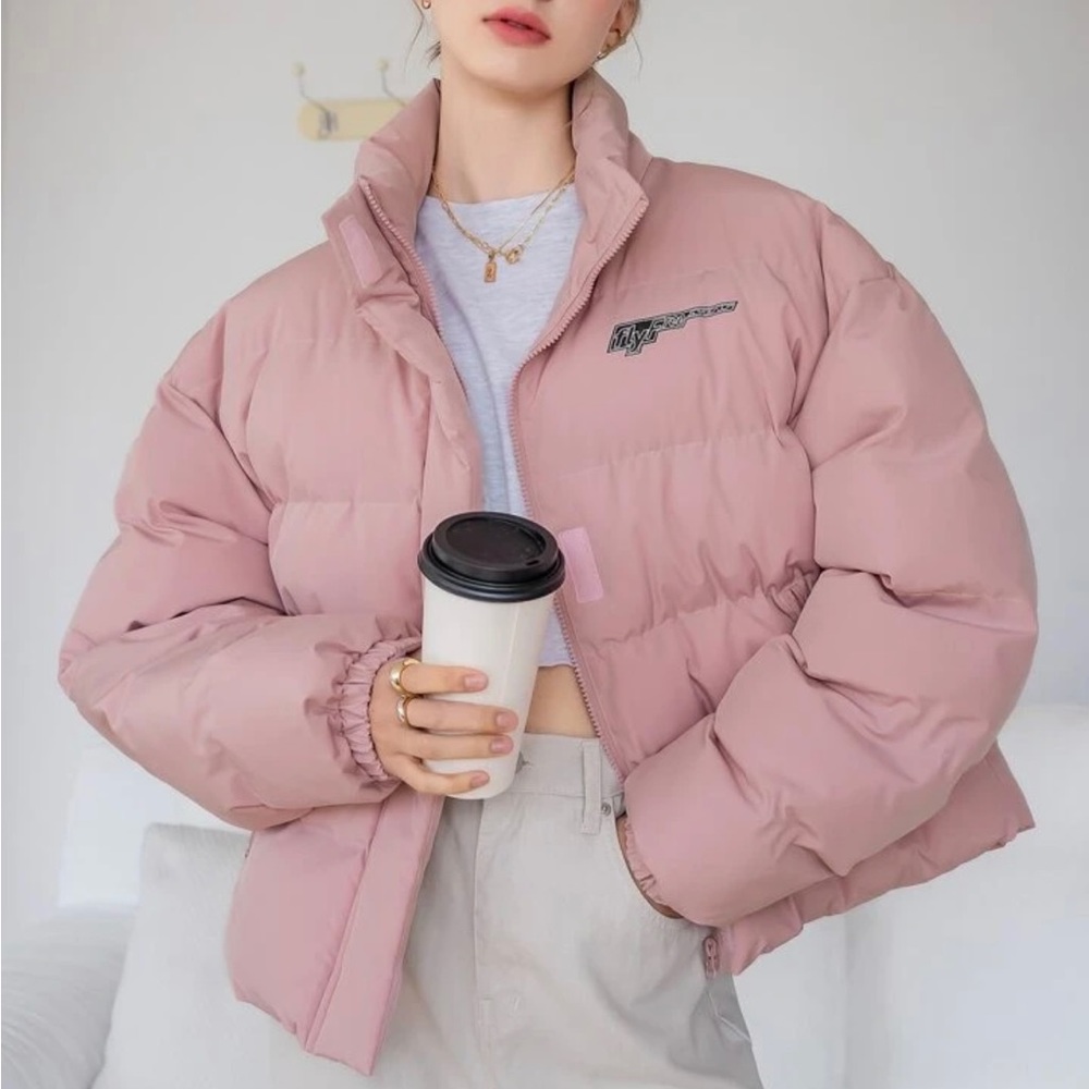 Shein COLDBREAK Letter Graphic Zip Up Puffer Coat - Picture 1 of 7